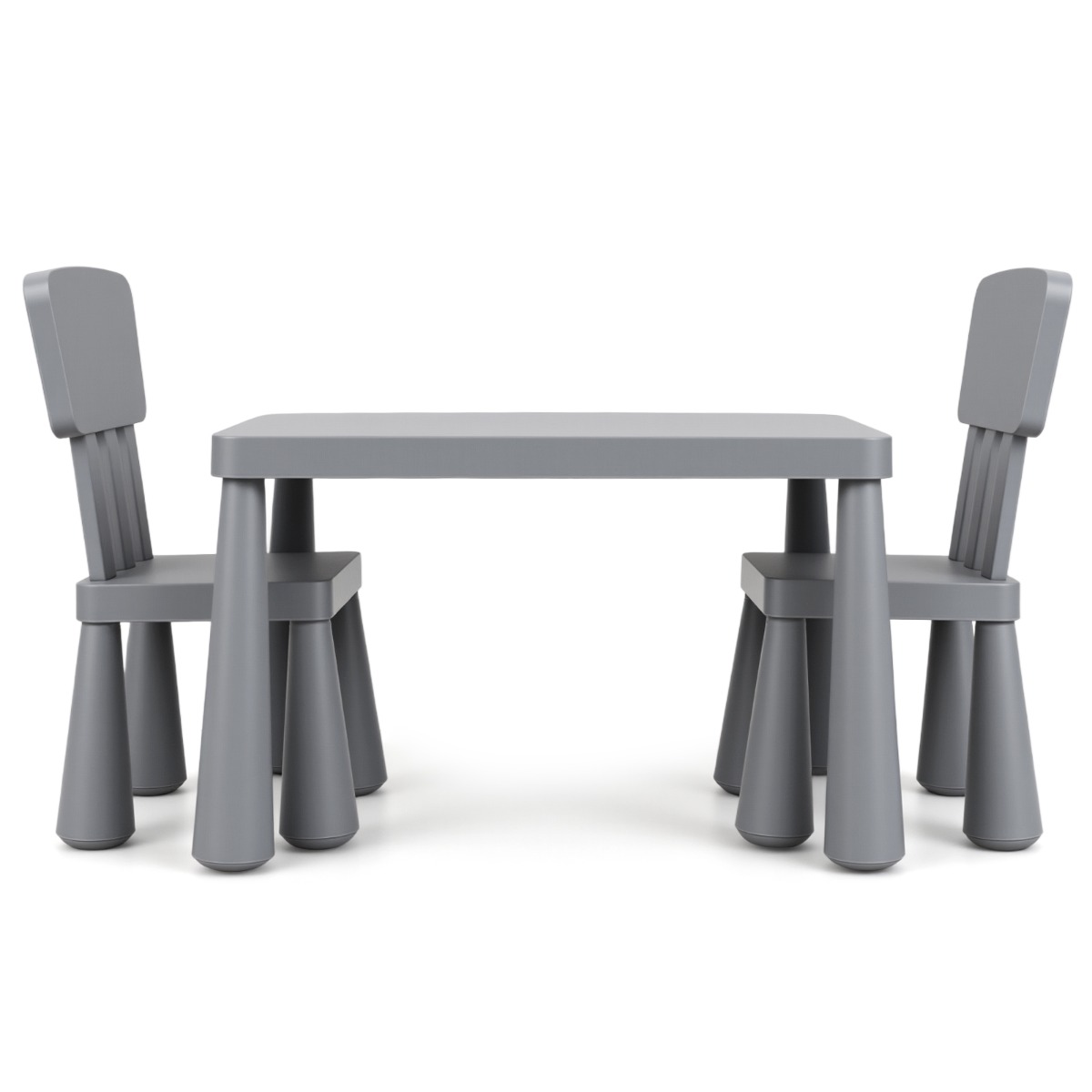 Set con Mesa y 2 Sillas para Niños Set con Mesa y 2 Sillas para Niños para Comer Dibujar para Clase 76,5 x 54,5 x 49,5 cm Gris Costway