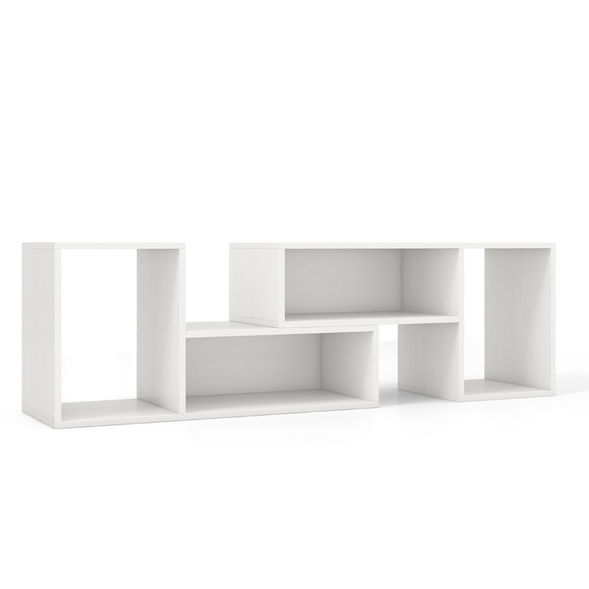 Consola de TV de 2 Piezas Centro de Entretenimiento Minimalista para TV de 50/55/60 Pulgadas Mesa de TV con Combinación Libre Blanco Costway