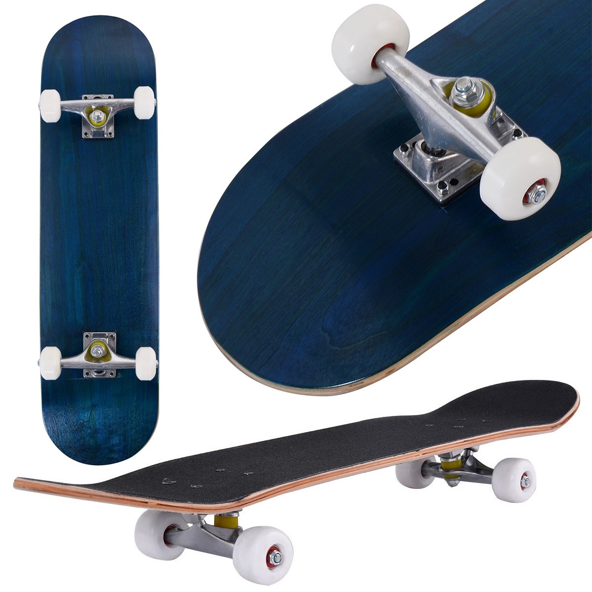 Monopatín Skateboard Longboards Patinete para Niños Tablero Madera Arce 79x20cm con 4 PU Ruedas Fucsia Azul Costway