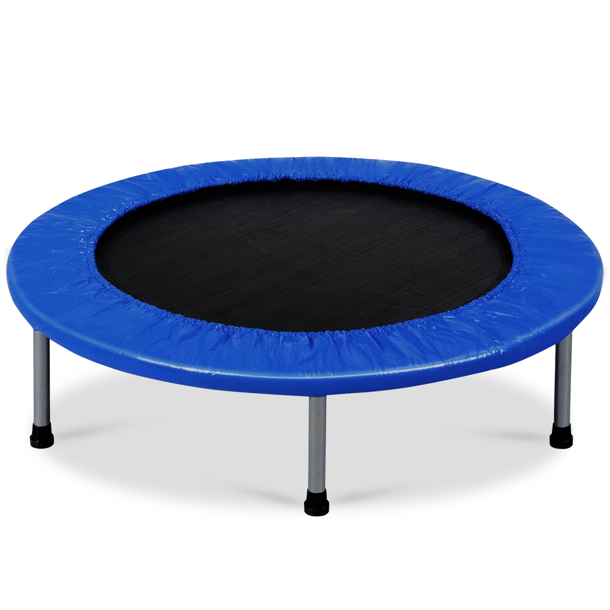 Cama Elástica Plegable con Almohadillas Elásticas y Muelles para Cardio Equilibrio Fuerza Azul Oscuro 97 x 97 x 22,5 cm Costway
