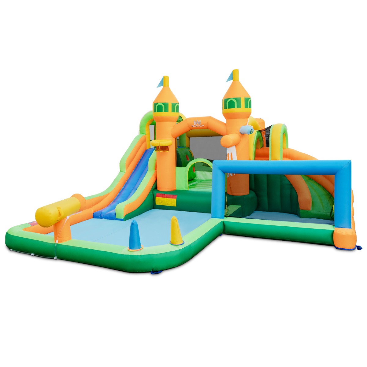 Tobogán de Agua Inflable para Niños Piscinas de Salpicadura Pared para Escalar Pistola de Agua Sin Soplador Costway