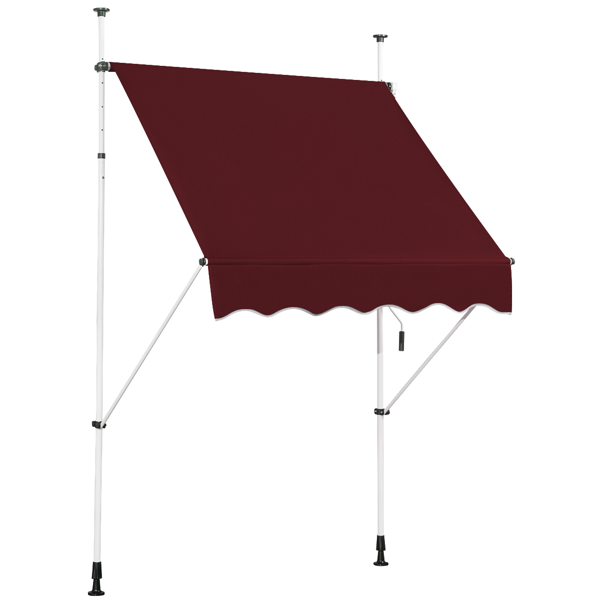 150/250 cm Toldo Telescópico y Retráctil Resistente a Rayos UV Impermeable con Manivela Altura Regulable para Ventana Balcón Jardín -Rojo-150cm