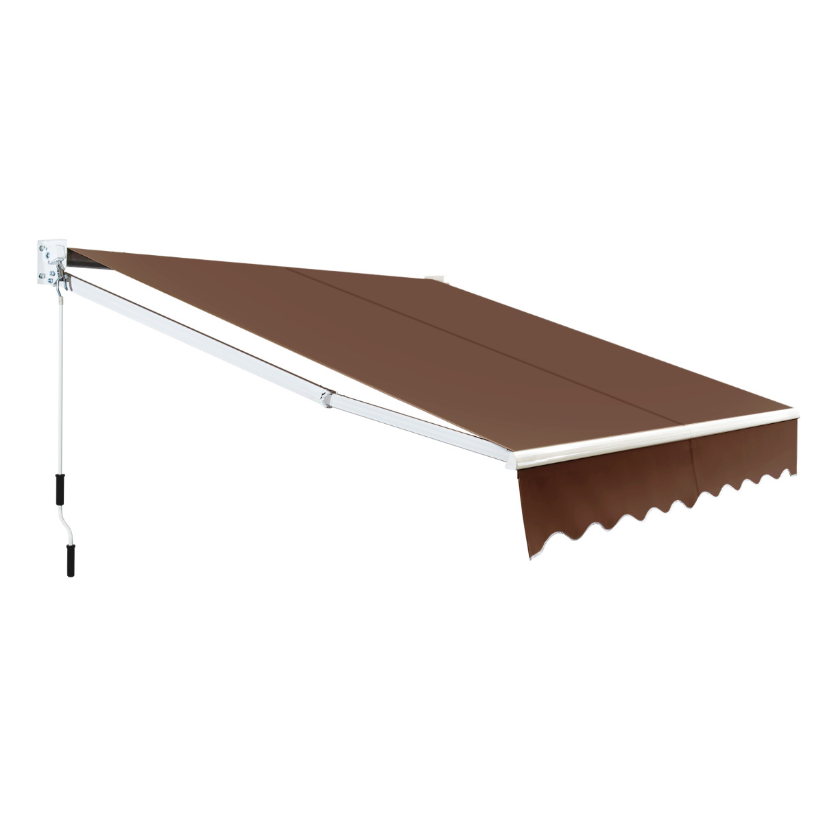 Toldo Retráctil 245 x 200 cm con Manivela Manual Poliéster Impermeable Marquesina en Aluminio para Pared Puerta Ventana Marrón Costway