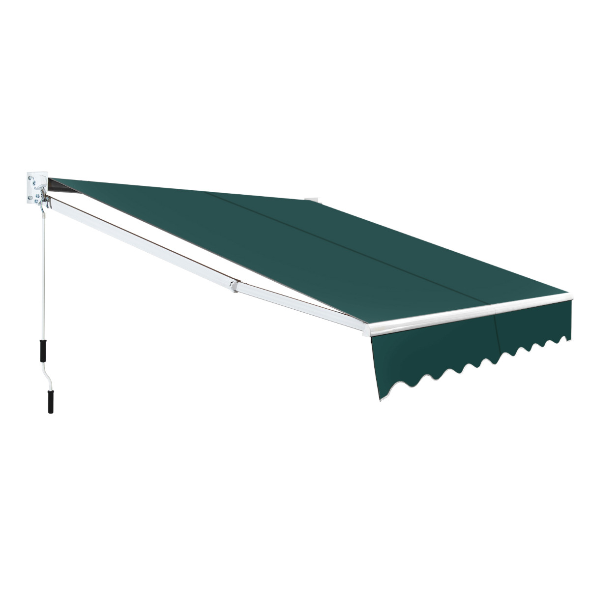 Toldo Retráctil 245 x 200 cm con Manivela Manual Poliéster Impermeable Marquesina en Aluminio para Pared Puerta Ventana Verde Costway
