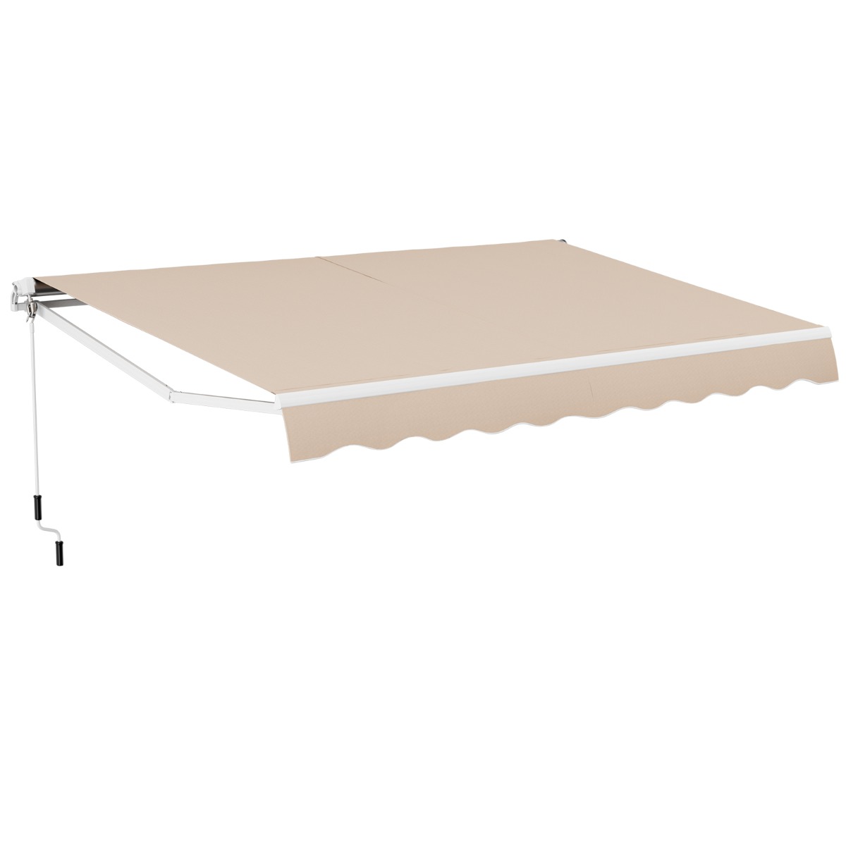 Toldo Retráctil 4 x 2,5 m de Patio Cubierta de Poliéster con Manivela Manual Marco de Aluminio Resistente Cubierta para Exterior Beige Costway