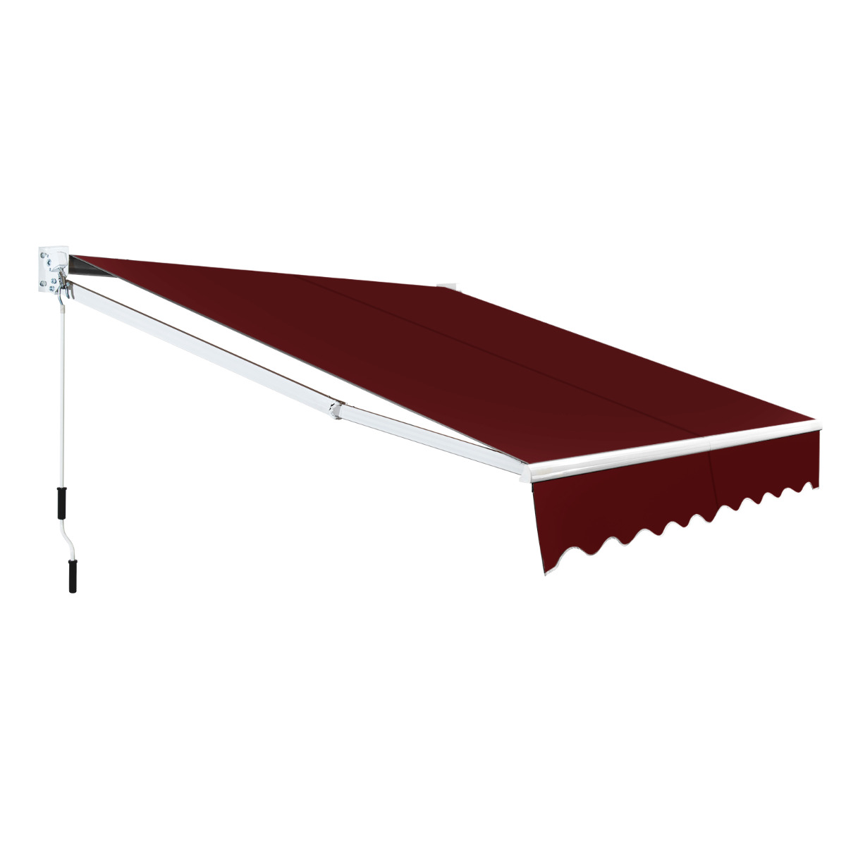 Toldo Retráctil 245 x 200 cm con Manivela Manual Poliéster Impermeable Marquesina en Aluminio para Pared Puerta Ventana Rojo VIno Costway