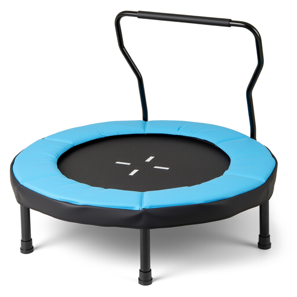 102 cm Trampolín Infantil Trampolín de Fitness para Interior/Exterior con Manillar de Espuma y Colchoneta de Seguridad para Niños Azul Costway