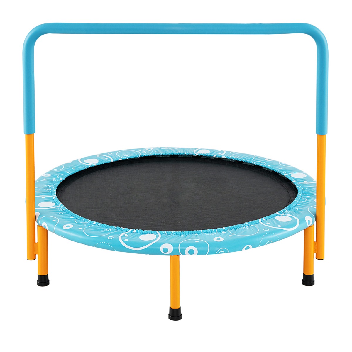 Trampolín Plegable para Niños de 92 cm Cama Elástica de Hierro con Pasamanos Desmontable Dispositivo de Salto Infantil de 3 a 8 Años Azul Costway